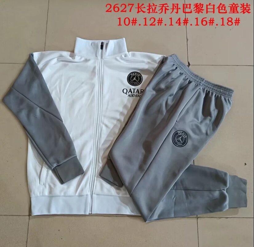 Kids Paris St Germain 26/27 Tracksuit - White/Grey